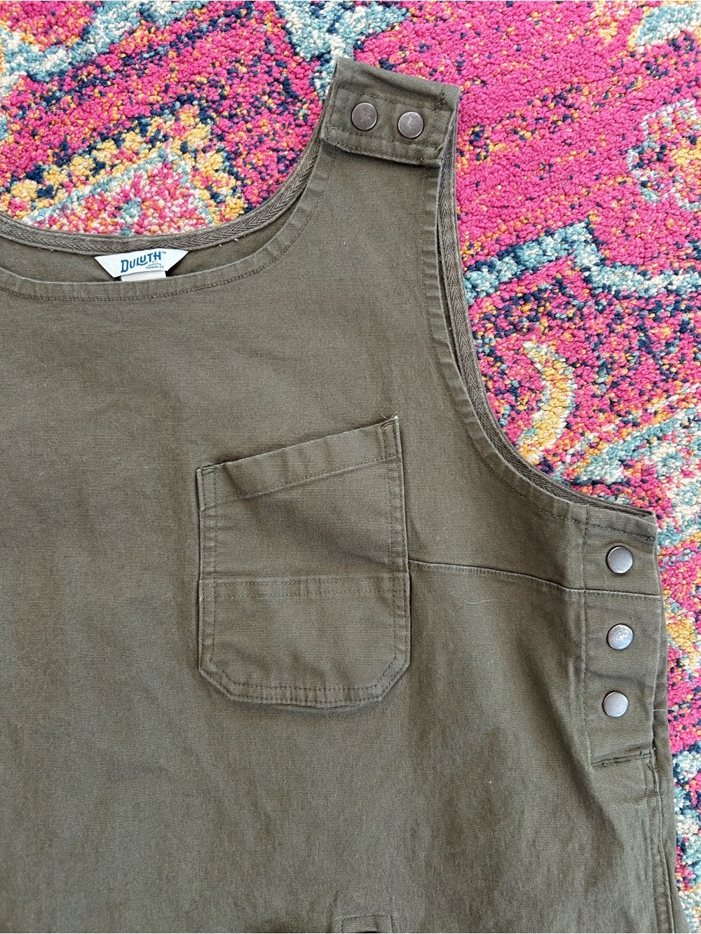 Duluth Trading Co. | Women’s Olive Green Sleeveless Flex Fire Hose Apron Dress L - Picture 8 of 16